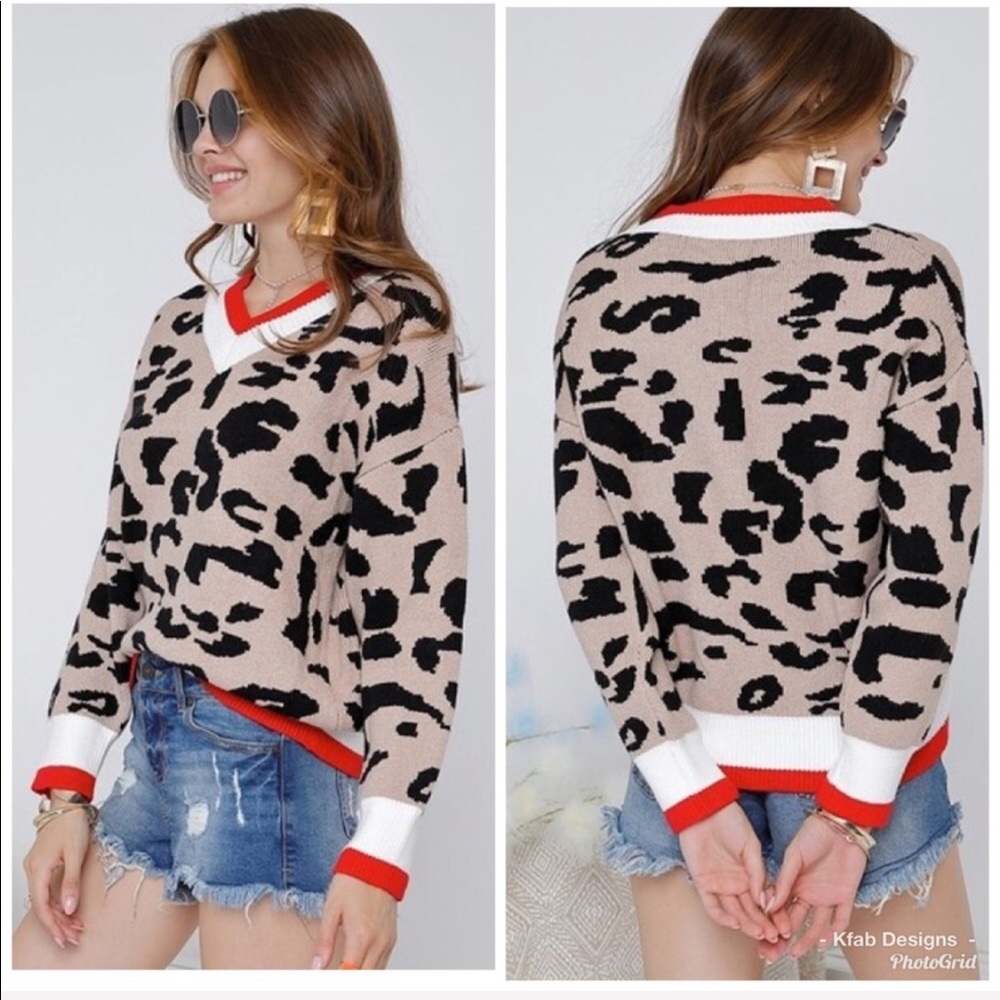 ❤️LAST 1! V Neck Multi Print Soft Leopard Sweater! - Picture 6 of 8